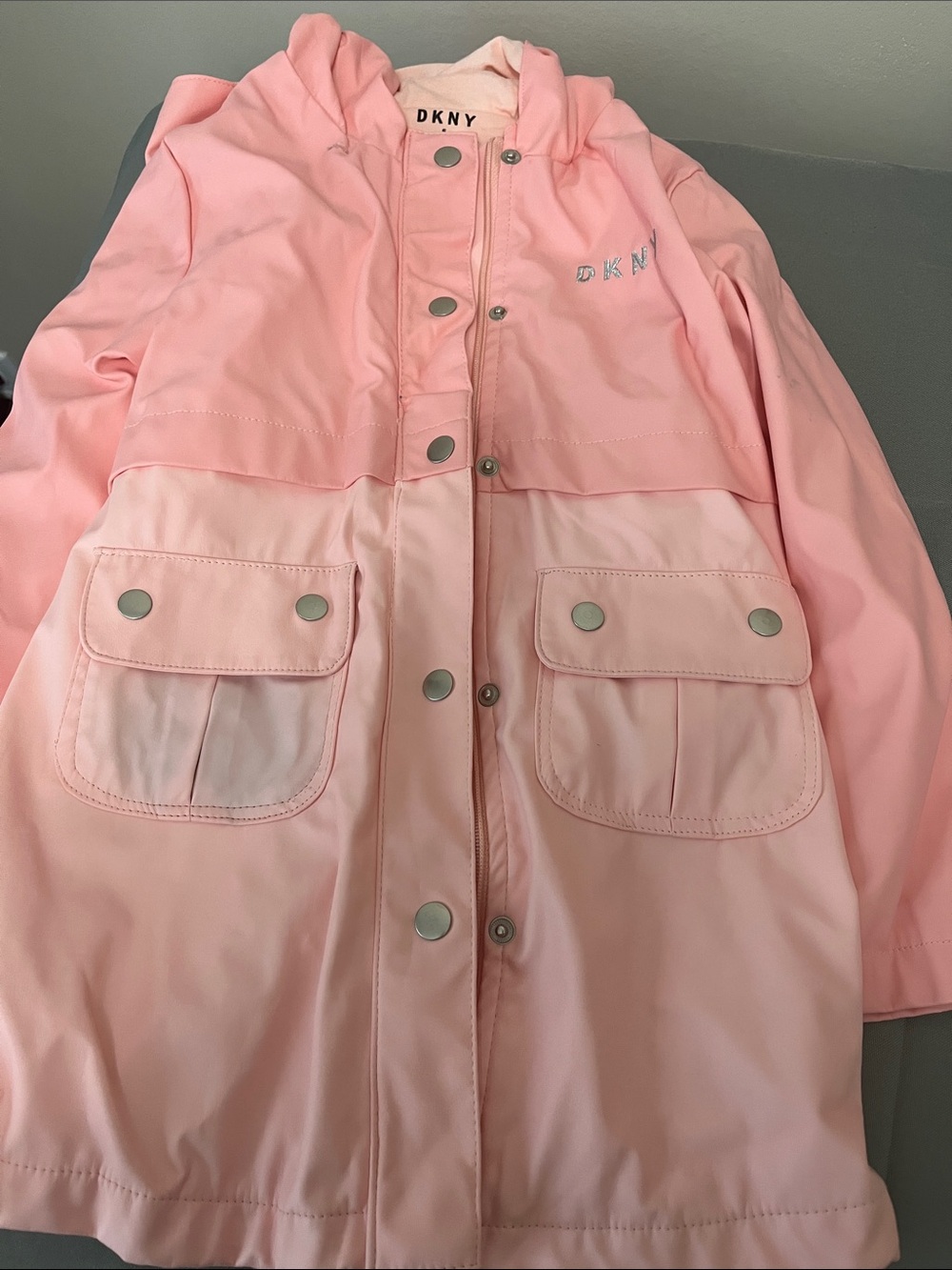 DKNY Girls' Light Pink Hooded Raincoat